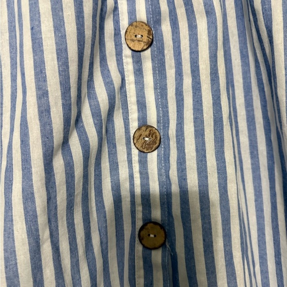 Haute Monde Blue and White Striped Button-Down Skirt - Picture 2 of 4